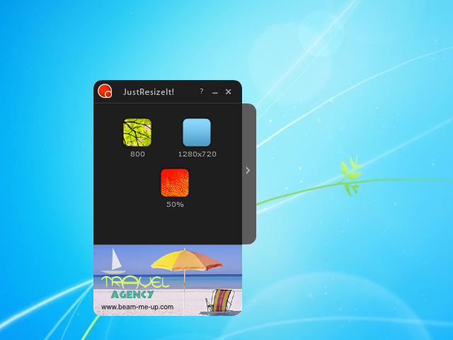 Screenshot, branded version of JustResizeIt on Windows Desktop