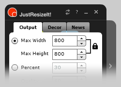 Help, Settings, Locked aspect ratio