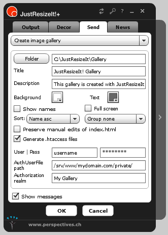 Create image gallery settings