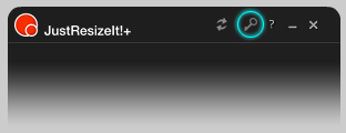 Icon license dialog in JustResizeIt! header