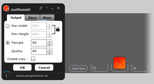 Help, Settings resize parameters