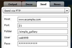 Sending settings for simple gallery