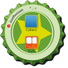 Illustration, JustResizeIt in the shape of a beer cap