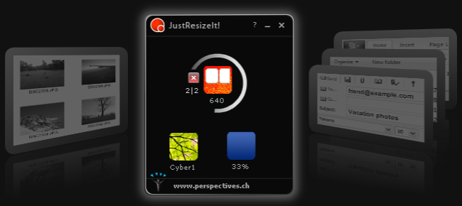 JustresizeIt! resizes images, showing progress bar