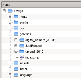 Folder JustResizeIt in Piwigo structure