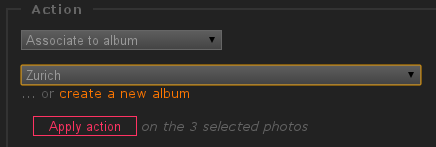 Screenshot, associate fresh photos to Piwigo albums